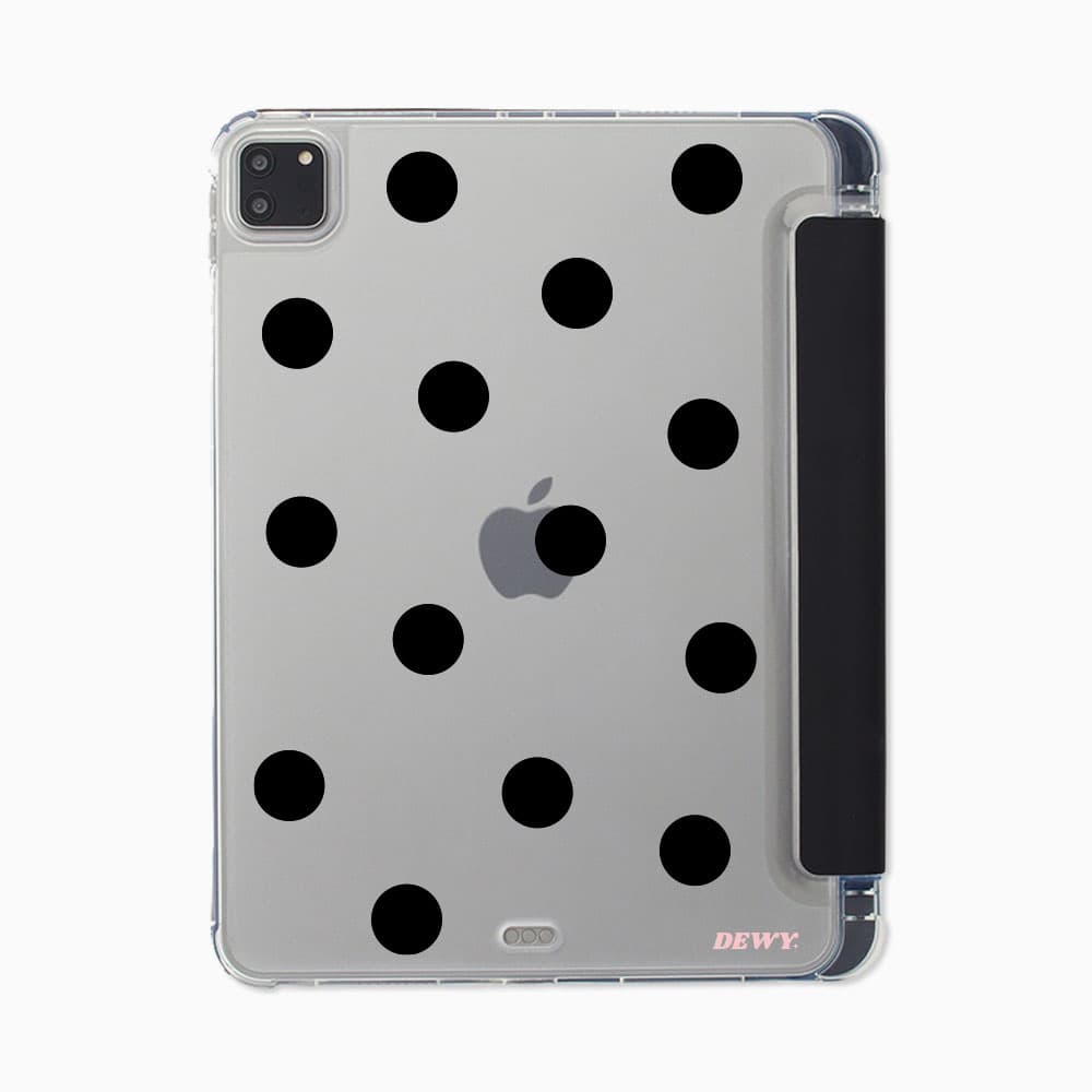 듀이 | [듀이] 분리형 3단 아이패드 케이스 도트 black polka dot ipad case 애플펜슬 수납 투명 하드케이스 |  찹스틱스, image size:1000x1000